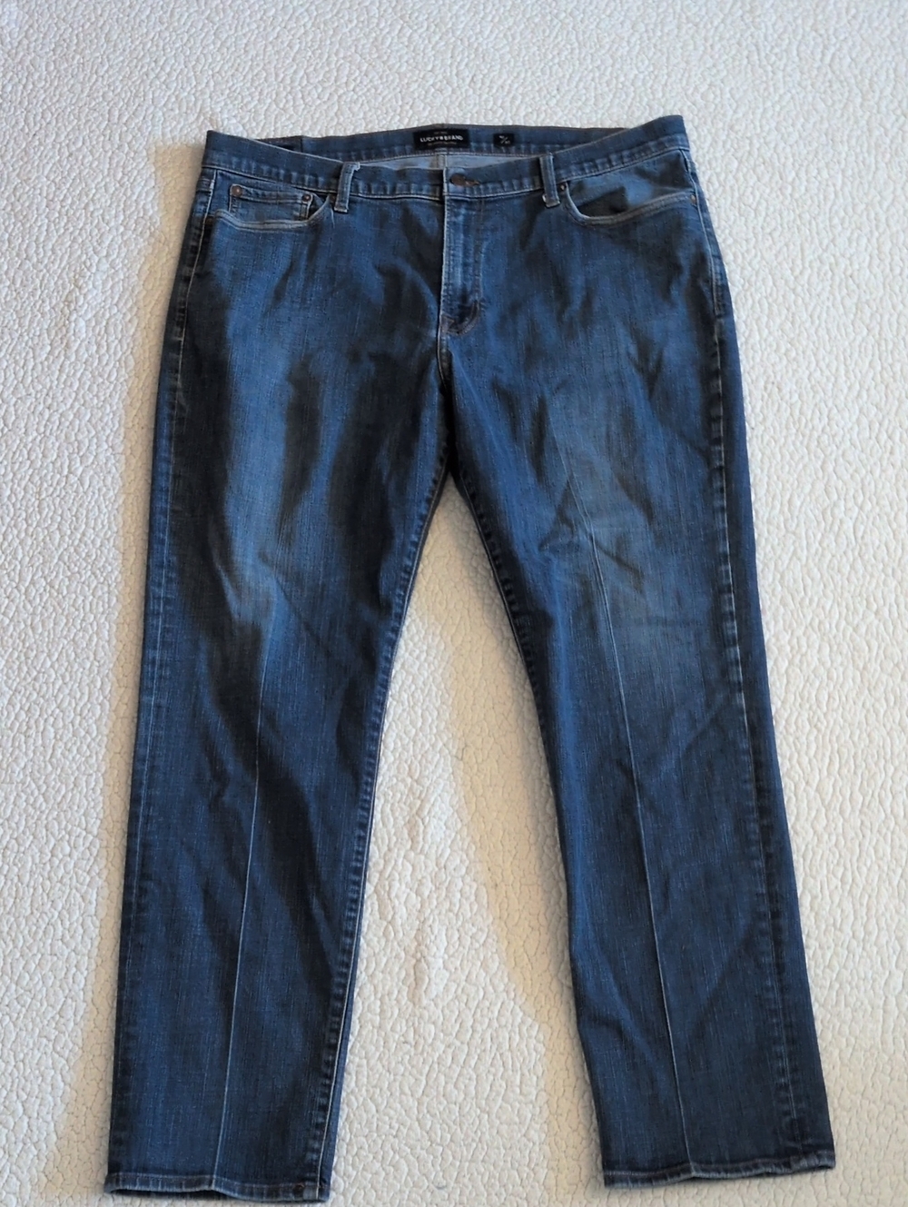 Lucky Brand Relaxed Fit Cotton Blend Straight Leg Acid Washed pleated Jeans